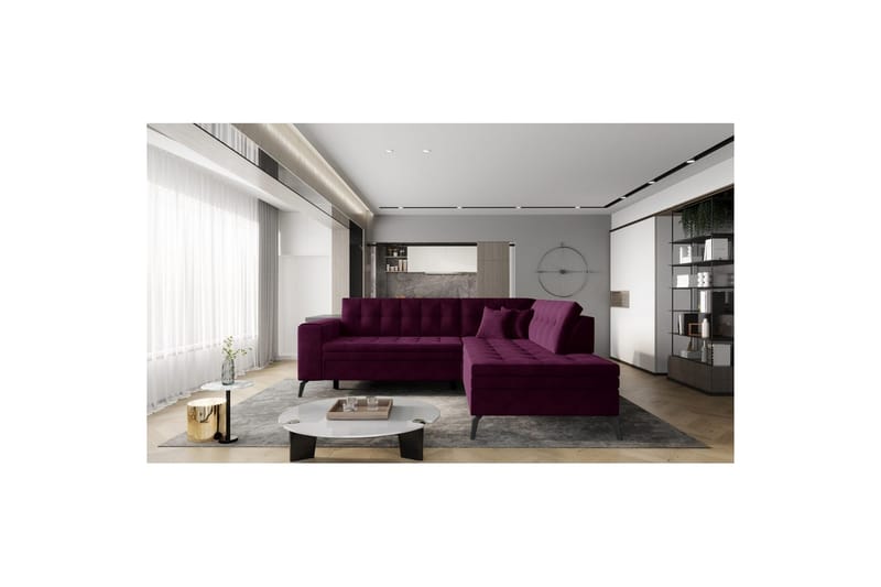 Seksjon Eltap Lanvin 260x210x93 cm - Velvetmat 25, Høyre - Møbler - Sofaer - Sofaer med sjeselong - 4 seters sofa med divan