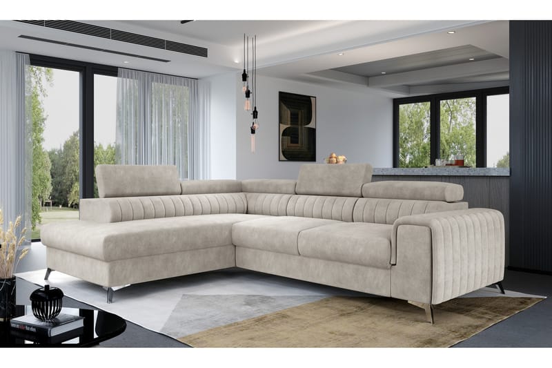 Sjeselongsofa Laucha Venstre - Beige - Sofaer med sjeselong