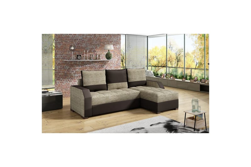 Sofa Eltap Aris 250x90 x150 cm - Berlin 03, Soft 66, Beige, Mørk Brun - Møbler - Sofaer - Sofaer med sjeselong - 3 seters sofa med divan