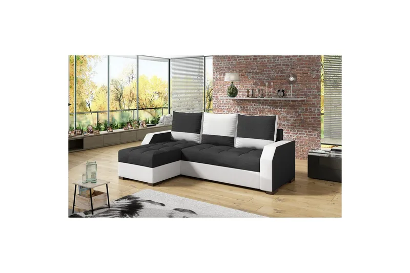 Sofa Eltap Aris 250x90 x150 cm, Malmo Ny 96, Soft 17, Svart, Hvit