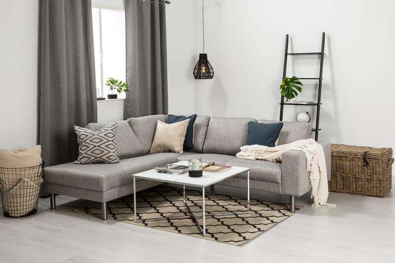 Sofa Erstavik 4-seter med Sjeselong Venstre - Lysgrå - 4 seters sofa med divan - Sofaer med sjeselong
