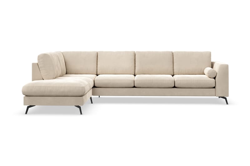 Sofa Friday Lyx 4-seter med Sjeselong Venstre - Beige/Fløyel - Møbler - Sofaer - Sofaer med sjeselong - 4 seters sofa med divan