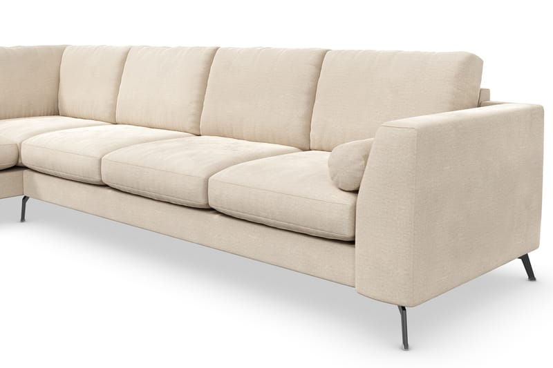 Sofa Friday Lyx 4-seter med Sjeselong Venstre - Beige/Fløyel - Møbler - Sofaer - Sofaer med sjeselong - 4 seters sofa med divan