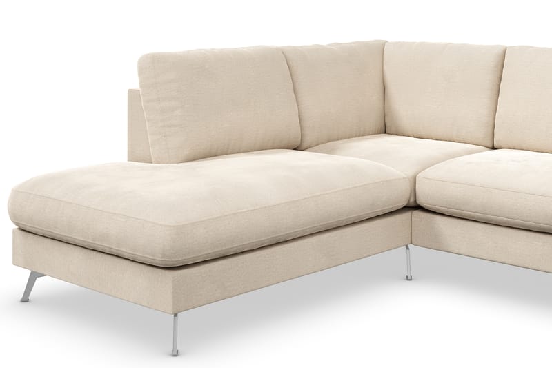 Sofa Friday Lyx 4-seter med Sjeselong Venstre - Beige/Fløyel - Møbler - Sofaer - Sofaer med sjeselong - 4 seters sofa med divan