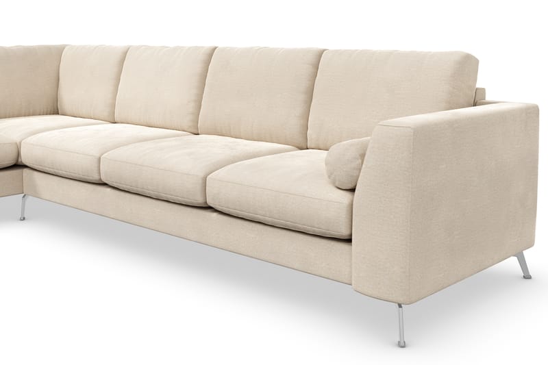 Sofa Friday Lyx 4-seter med Sjeselong Venstre - Beige/Fløyel - Møbler - Sofaer - Sofaer med sjeselong - 4 seters sofa med divan