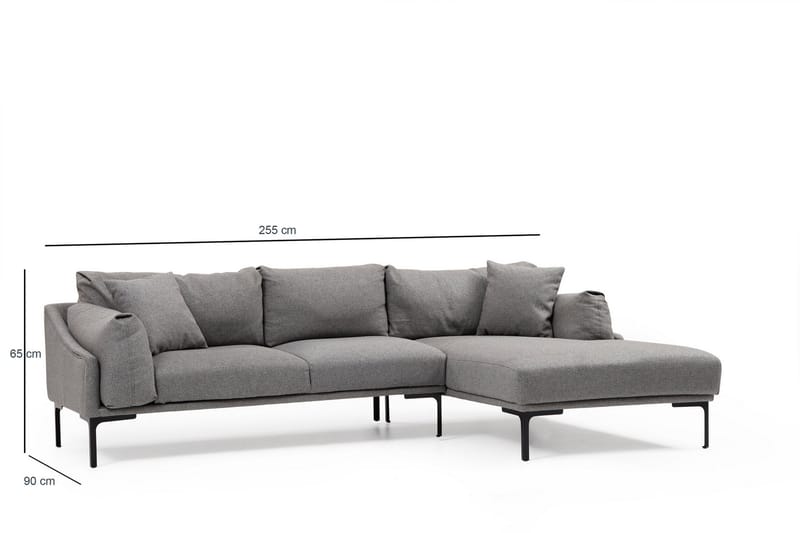 Sofa m. Divan Lumsden 4-seters - Grå - 4 seters sofa med divan - Sofaer med sjeselong