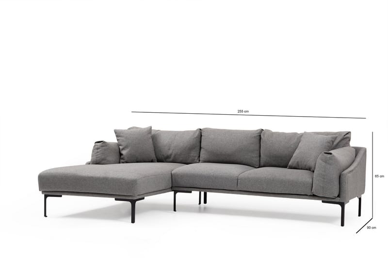 Sofa m. Divan Lumsden 4-seters - Grå - 4 seters sofa med divan - Sofaer med sjeselong