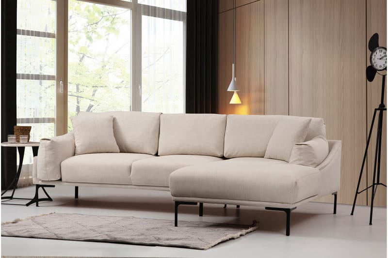 Sofa m. Divan Lumsden 4-seters - Krem - 4 seters sofa med divan - Sofaer med sjeselong