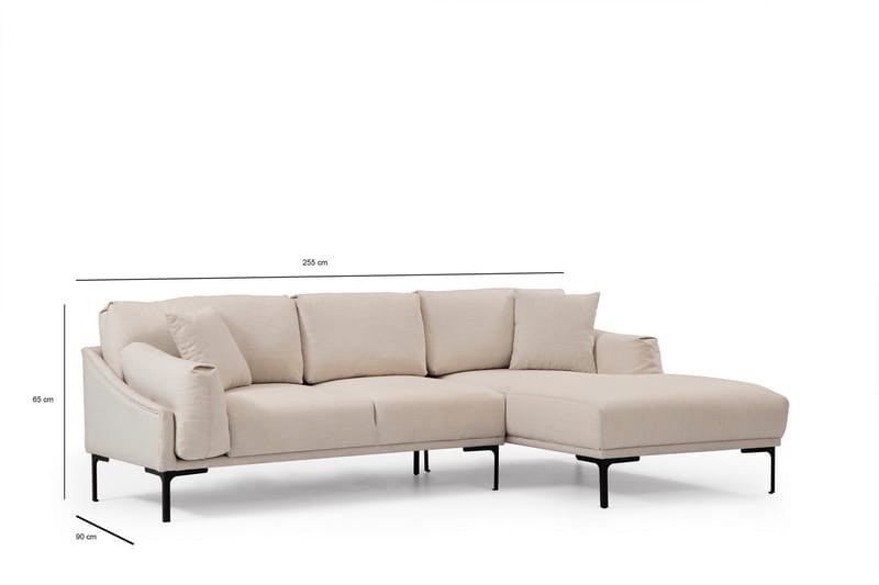 Sofa m. Divan Lumsden 4-seters - Krem - 4 seters sofa med divan - Sofaer med sjeselong