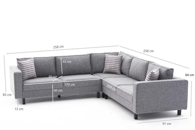 Sofa m. Divan Vivianna 4-seters - Grå - 4 seters sofa med divan - Sofaer med sjeselong