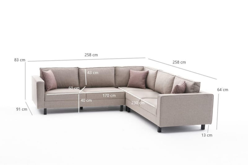 Sofa m. Divan Vivianna 4-seters - Krem - 4 seters sofa med divan - Sofaer med sjeselong