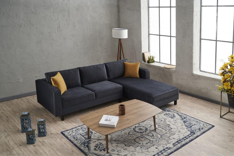 Sofa m. Divan Vivianna 4-seters - Mørkegrå - Møbler - Sofaer - Sofaer med sjeselong - 4 seters sofa med divan
