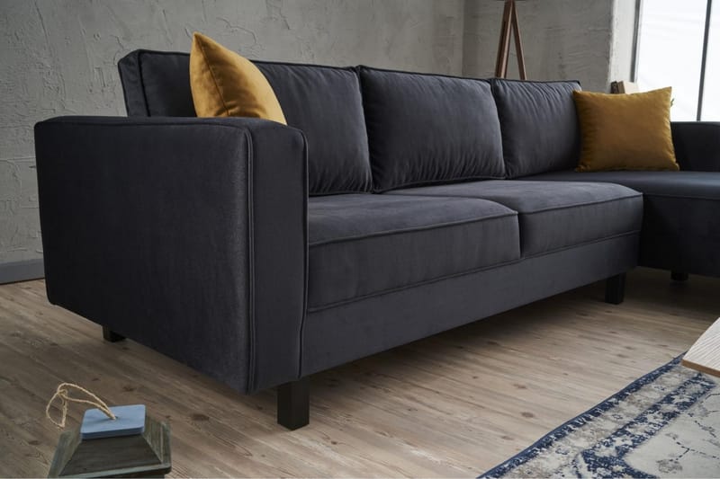 Sofa m. Divan Vivianna 4-seters - Mørkegrå - Møbler - Sofaer - Sofaer med sjeselong - 4 seters sofa med divan
