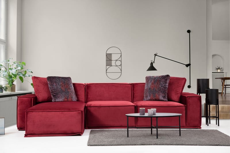 Sofa m. Divan Woodlaw 4-seters - Burgundy - 4 seters sofa med divan - Sofaer med sjeselong