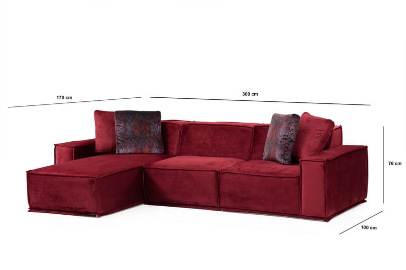 Sofa m. Divan Woodlaw 4-seters - Burgundy - 4 seters sofa med divan - Sofaer med sjeselong