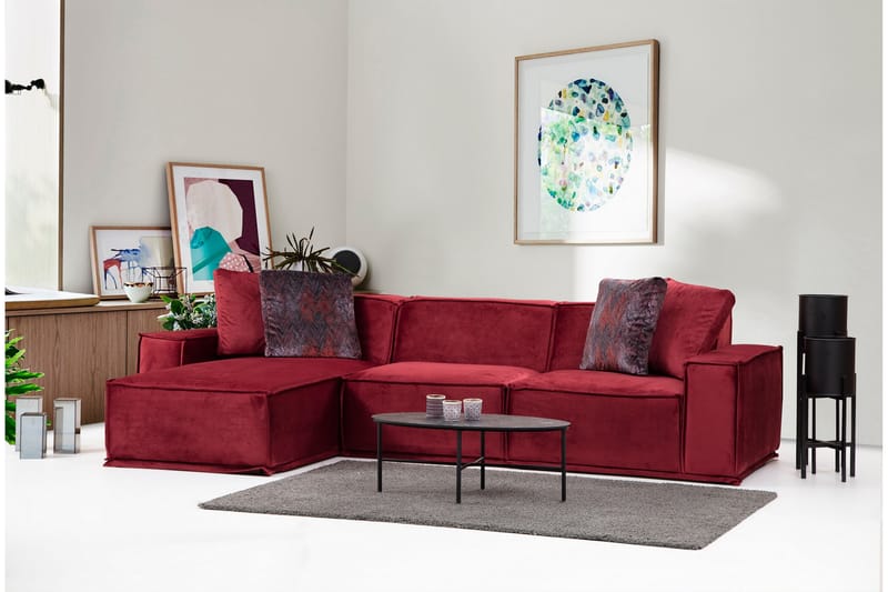 Sofa m. Divan Woodlaw 4-seters - Burgundy - 4 seters sofa med divan - Sofaer med sjeselong