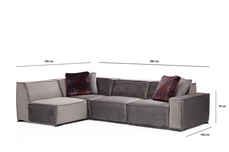 Sofa m. Divan Woodlaw 4-seters - Grå - 4 seters sofa med divan - Sofaer med sjeselong