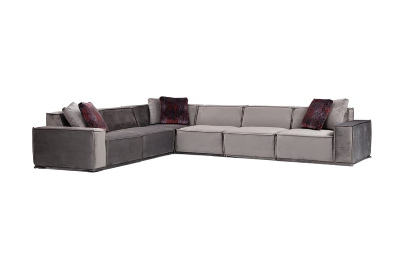 Sofa m. Divan Woodlaw 6-seters - Grå - Sofaer med sjeselong