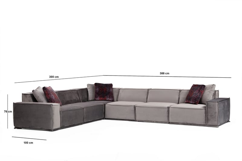 Sofa m. Divan Woodlaw 6-seters - Grå - Sofaer med sjeselong