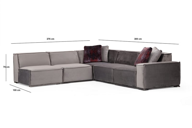 Sofa m. Divan Woodlaw 6-seters - Grå - Sofaer med sjeselong