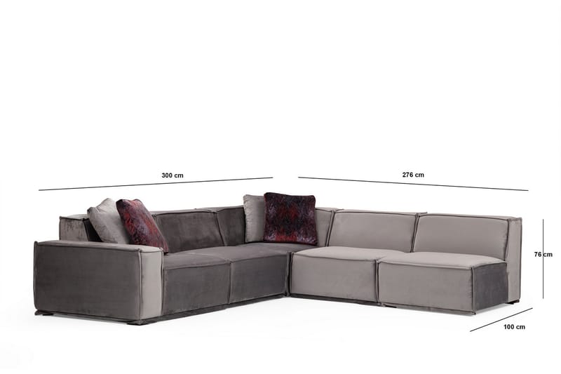 Sofa m. Divan Woodlaw 6-seters - Grå - Sofaer med sjeselong