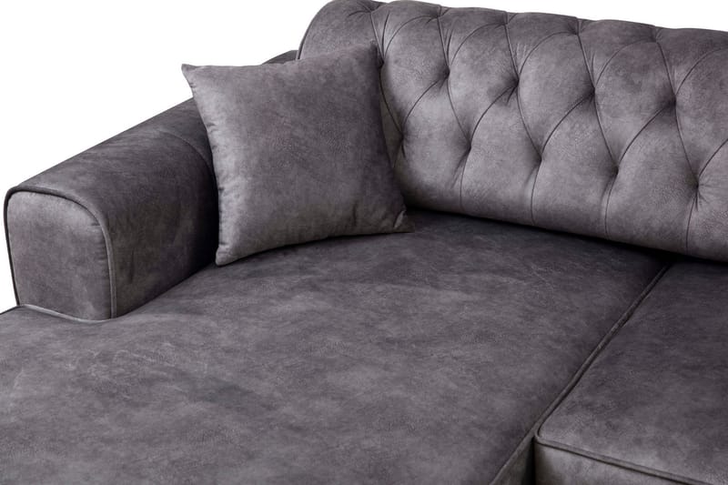 Sofa m. Divan Petone 4-seters - Antrasitt - 4 seters sofa med divan - Sofaer med sjeselong