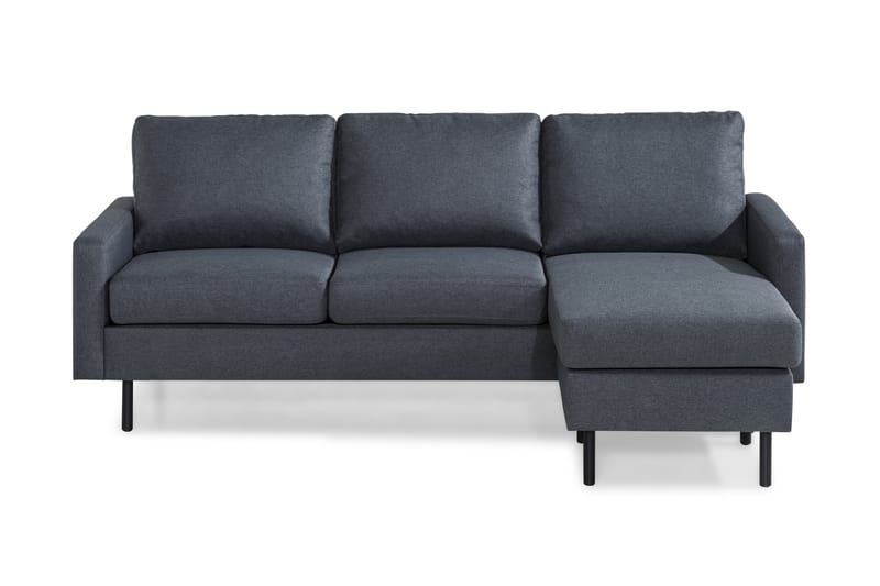 Sofa Malley 3-seter med Divan Vendbar - Mørkgrå - 3 seters sofa med divan - Sofaer med sjeselong