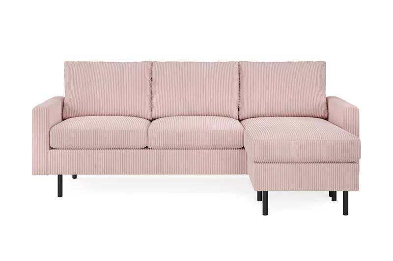 Peppe 3-seters Vendbar L-formet Divansofa i Manchester - Rosa - Møbler - Sofaer - Sofaer med sjeselong - 3 seters sofa med divan
