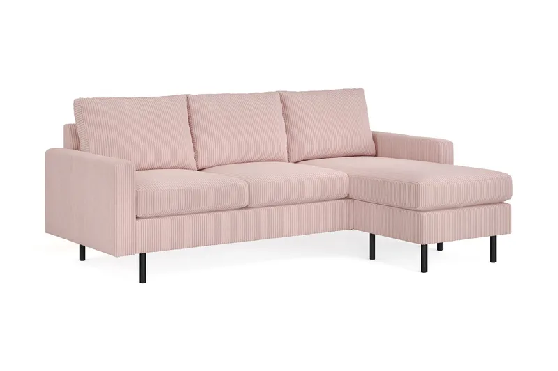 Peppe 3-seters Vendbar L-formet Divansofa i Manchester - Rosa - Møbler - Sofaer - Sofaer med sjeselong - 3 seters sofa med divan