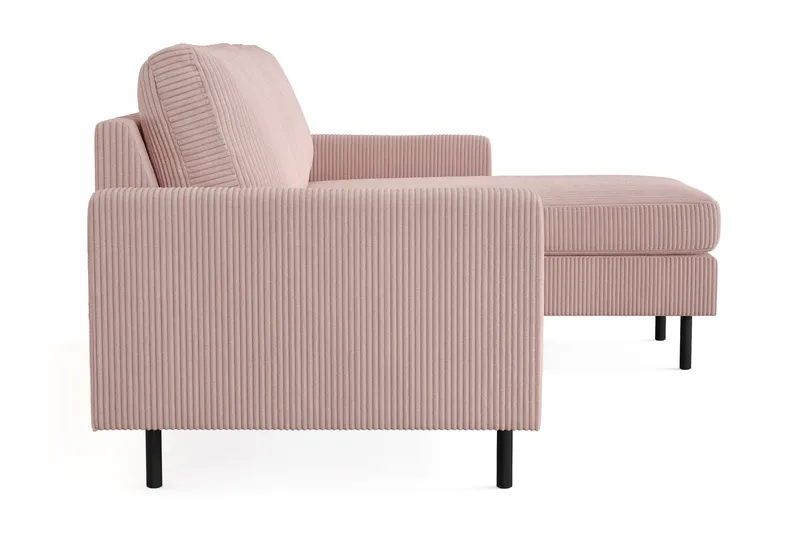 Peppe 3-seters Vendbar L-formet Divansofa i Manchester - Rosa - Møbler - Sofaer - Sofaer med sjeselong - 3 seters sofa med divan
