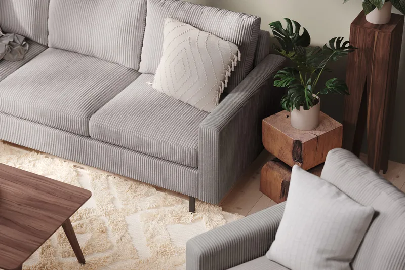 Peppe 4-seters Venstrevendt L-formet Sjeselongsofa i Manchester - Mørk grå - Møbler - Sofaer - Sofaer med sjeselong - 4 seters sofa med divan