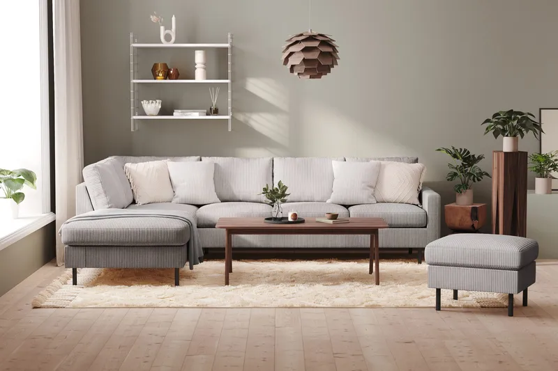 Peppe 4-seters Venstrevendt L-formet Sjeselongsofa i Manchester - Mørk grå - Møbler - Sofaer - Sofaer med sjeselong - 4 seters sofa med divan