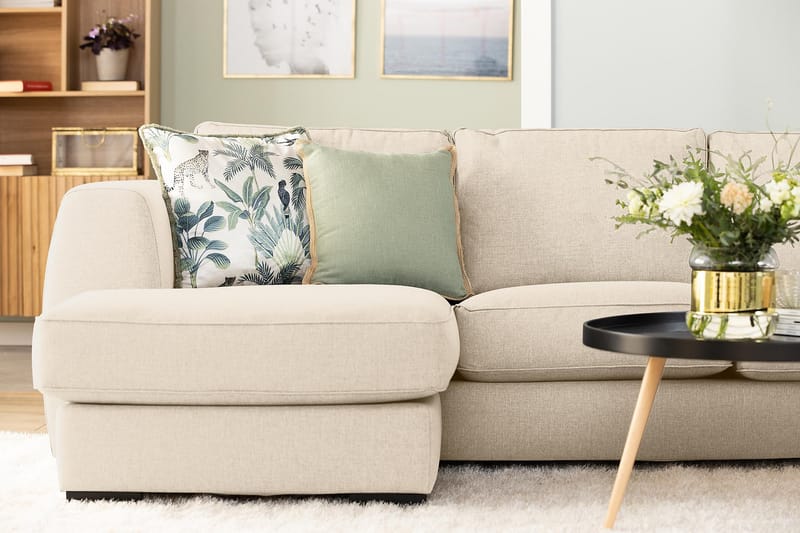 Sofa Ontario 3-seter med Sjeselong Venstre - Beige - Sofaer med sjeselong