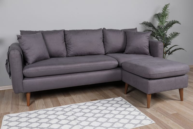 Sofiko Divansofa Høyre - Antrasitt/Natur - Møbler - Sofaer - Sofaer med sjeselong - 4 seters sofa med divan
