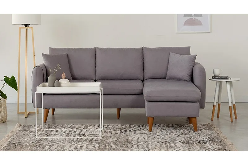 Sofiko Divansofa Høyre - Grå/Natur - Møbler - Sofaer - Sofaer med sjeselong - 4 seters sofa med divan