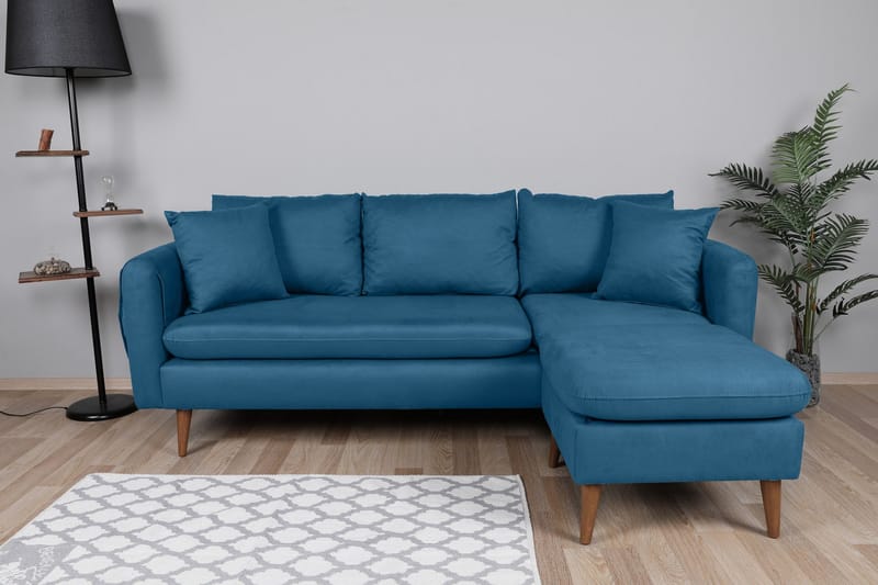 Sofiko Divansofa Høyre - Mørkeblå/Natur - Møbler - Sofaer - Sofaer med sjeselong - 4 seters sofa med divan