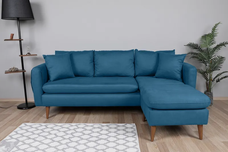 Sofiko Divansofa Høyre - Mørkeblå/Natur - Møbler - Sofaer - Sofaer med sjeselong - 4 seters sofa med divan