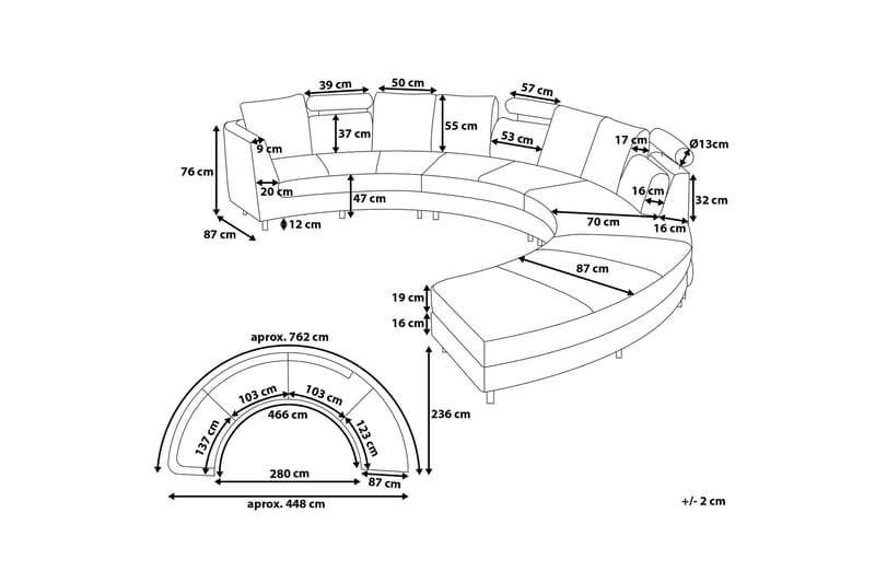 Sovesofa Rotunde 448 cm - Svart - Sofaer med sjeselong