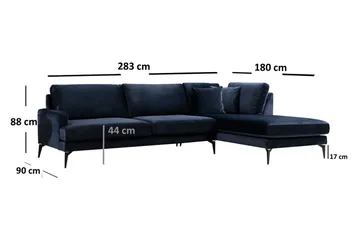 Stacker Hjørnesofa med Divan Høyre - Blå - Møbler - Sofaer - Sofaer med sjeselong