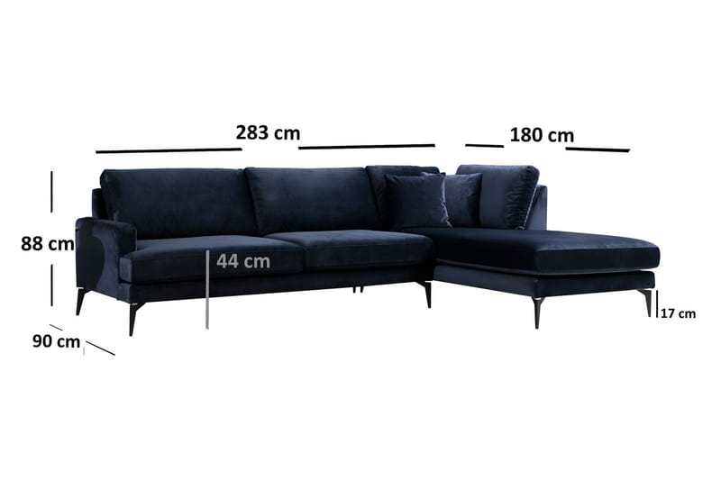 Stacker Hjørnesofa med Divan Høyre - Blå - Møbler - Sofaer - Sofaer med sjeselong