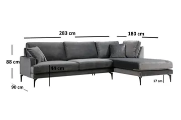 Stacker Hjørnesofa med Divan Høyre - Svart - Møbler - Sofaer - Sofaer med sjeselong