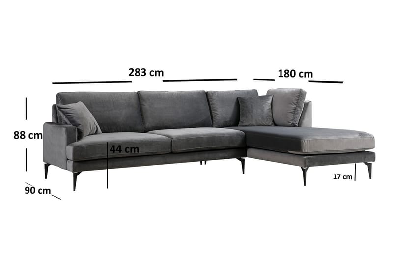 Stacker Hjørnesofa med Divan Høyre - Svart - Møbler - Sofaer - Sofaer med sjeselong