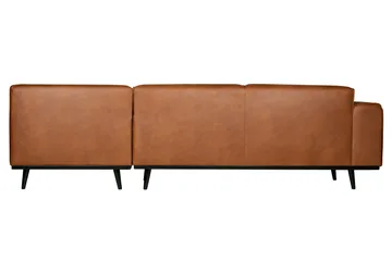 Statement 3-seter Høyre Hjørnesofa med Sjeselong i Kunstlær med Trebein - Cognac - Møbler - Sofaer - Sofaer med sjeselong - 4 seters sofa med divan