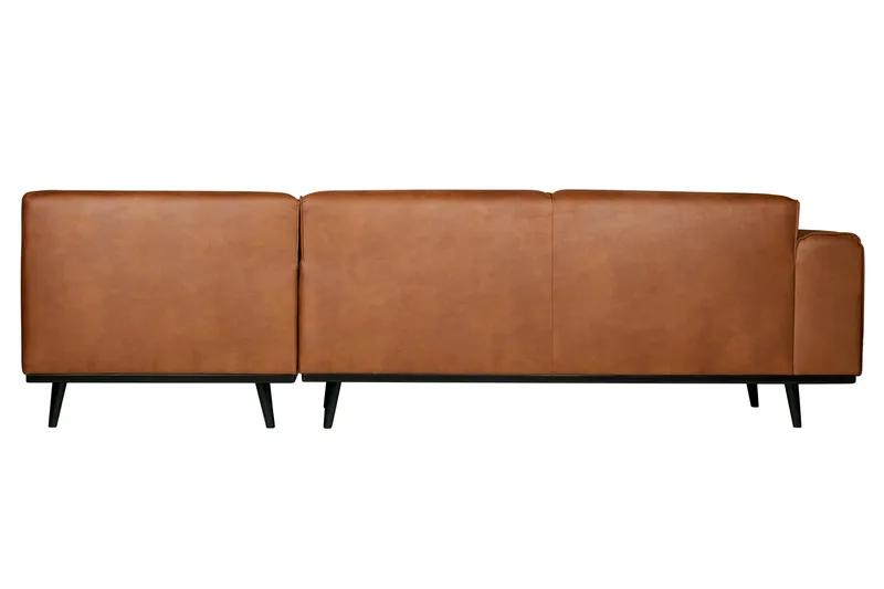 Statement 3-seter Høyre Hjørnesofa med Sjeselong i Kunstlær med Trebein - Cognac - Møbler - Sofaer - Sofaer med sjeselong - 4 seters sofa med divan