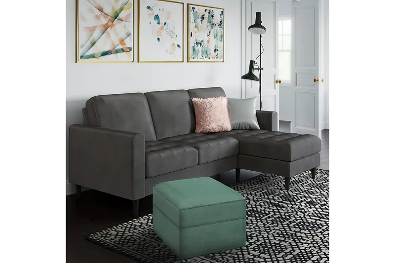 Strummer Divansovesofa Grå - CosmoLiving - Møbler - Sofaer - Sofaer med sjeselong - 3 seters sofa med divan