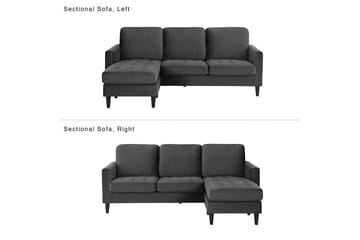Strummer Divansovesofa Grå - CosmoLiving - Møbler - Sofaer - Sofaer med sjeselong - 3 seters sofa med divan