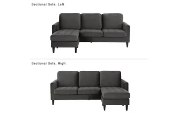 Strummer Divansovesofa Grå - CosmoLiving - Møbler - Sofaer - Sofaer med sjeselong - 3 seters sofa med divan