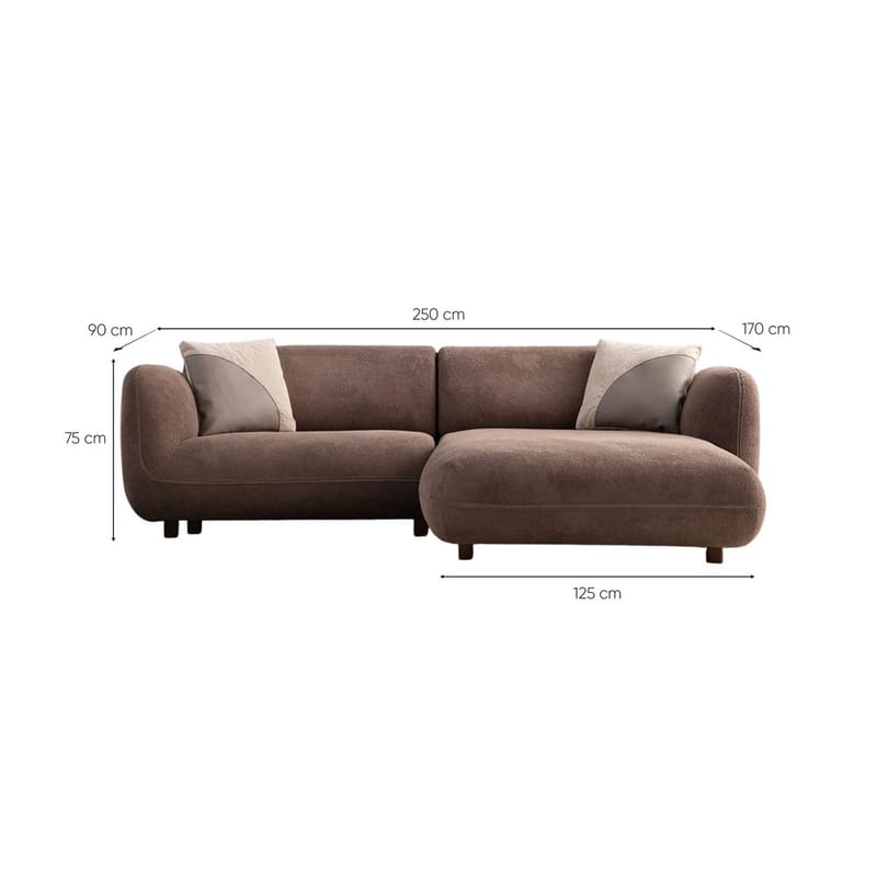 Talrosen 3-seters sofa med Sjeselong - Brun - Møbler - Sofaer - Sofaer med sjeselong - 3 seters sofa med divan