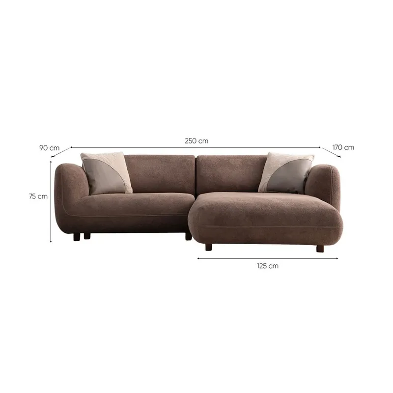Talrosen 3-seters sofa med Sjeselong - Brun - Møbler - Sofaer - Sofaer med sjeselong - 3 seters sofa med divan