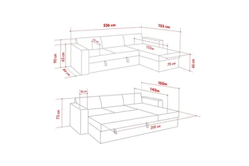 Tareen Sofa med Divan 3-seter - Grå - Møbler - Sofaer - Sofaer med sjeselong - 3 seters sofa med divan